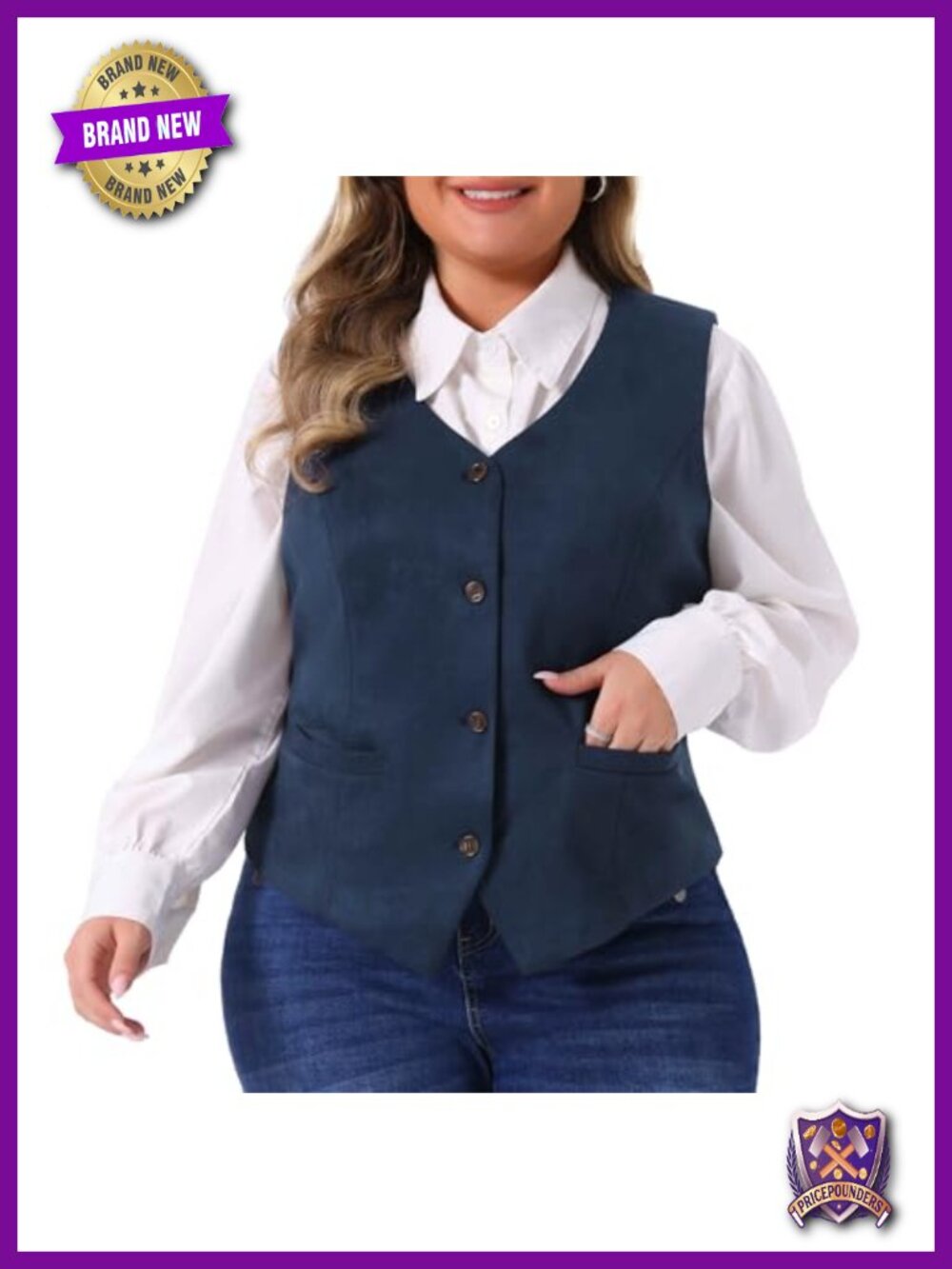 Plus Size Fully Lined 4 Button V-Neck Tuxedo Suit Vest Waistcoat